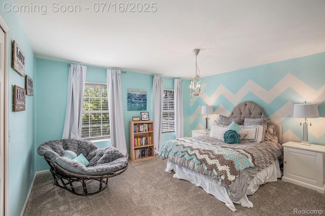 4190 Derry Ct, Oakland, MI 48306 - bedroom with carpet and a chandelier