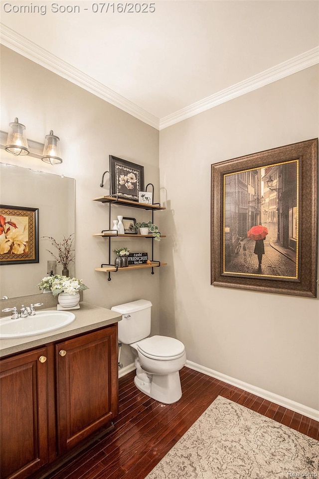 4190 Derry Ct, Oakland, MI 48306 - bathroom with wood finished floors, vanity, and ornamental molding
