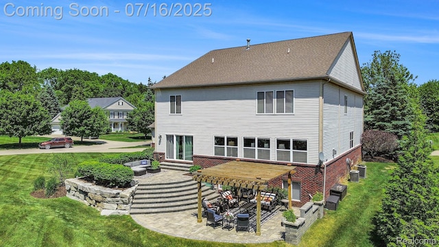 4190 Derry Ct, Oakland, MI 48306 - rear view of property with a patio area, a yard, brick siding, and an outdoor hangout area