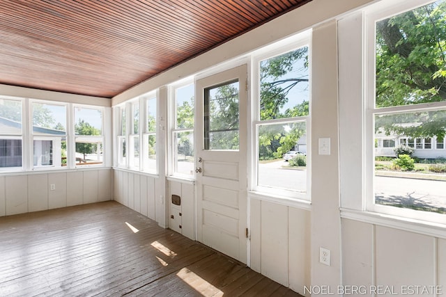1307 Waverly Ave, Grand Haven, MI 49417 - unfurnished sunroom featuring healthy amount of natural light, hardwood / wood-style floors, and wooden ceiling