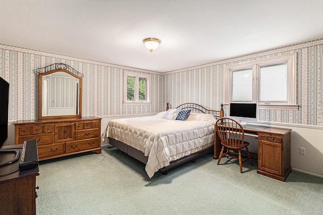 4213 Wentworth Dr, Troy, MI 48098 - bedroom featuring wallpapered walls, carpet, and a desk