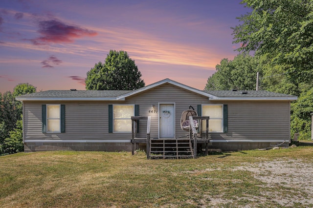 6671 E 136th St, Sand Lake, MI 49343 - manufactured / mobile home with a yard, roof with shingles, and crawl space