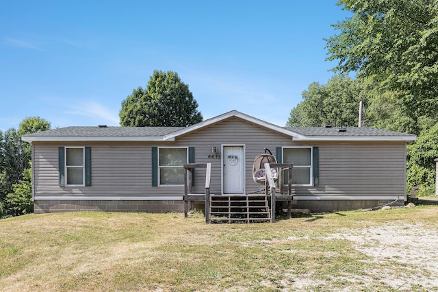 6671 E 136th St, Sand Lake, MI 49343 - manufactured / mobile home featuring a front yard, a shingled roof, and crawl space