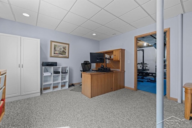 936 Appaloosa Pass, Auburn, MI 48611 - carpeted home office featuring a drop ceiling and recessed lighting