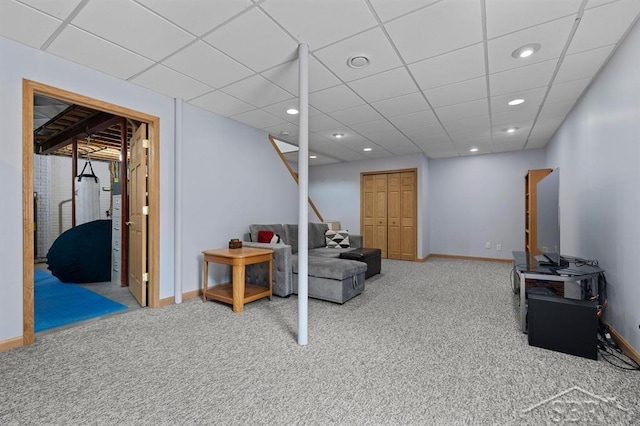 936 Appaloosa Pass, Auburn, MI 48611 - finished basement with carpet floors, recessed lighting, and a paneled ceiling