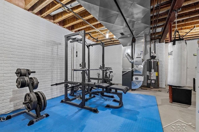936 Appaloosa Pass, Auburn, MI 48611 - workout area featuring gas water heater and heating unit