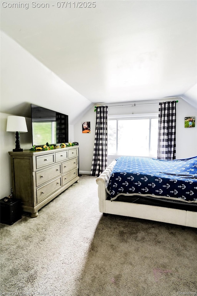 4168 Polk St, Dearborn Heights, MI 48125 - bedroom featuring vaulted ceiling and light carpet