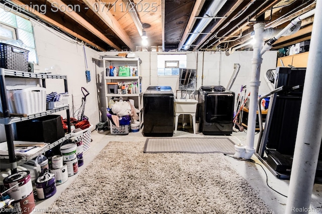 4168 Polk St, Dearborn Heights, MI 48125 - below grade area with independent washer and dryer