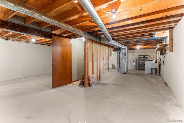 33050 Woodworth Ct, Westland, MI 48185 - unfinished basement featuring water heater and heating unit