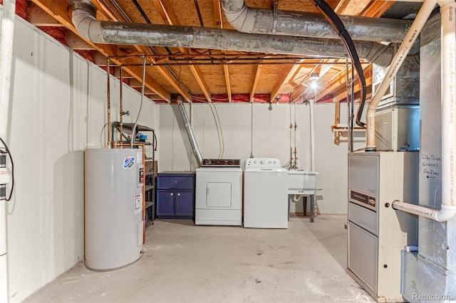 33050 Woodworth Ct, Westland, MI 48185 - unfinished below grade area featuring electric water heater and washer and dryer
