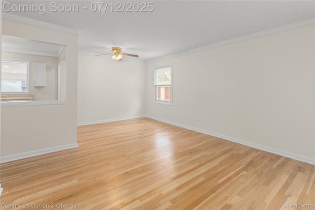 1681 Stieber St, Westland, MI 48186 - empty room featuring light wood-style floors, crown molding, and a ceiling fan