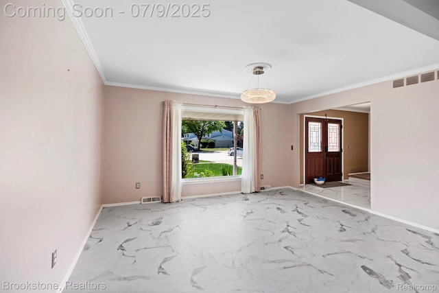 2900 Barton Dr, Sterling Heights, MI 48310 - entrance foyer featuring crown molding and marble finish flooring