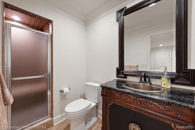 347 Pine Ridge Dr, Bloomfield Hills, MI 48304 - full bath featuring vanity, crown molding, and a shower stall