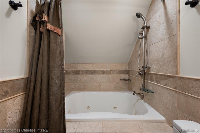 347 Pine Ridge Dr, Bloomfield Hills, MI 48304 - full bathroom with a combined bath / shower with jetted tub and tile walls