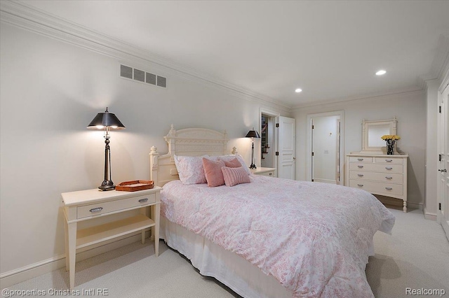 347 Pine Ridge Dr, Bloomfield Hills, MI 48304 - bedroom with crown molding, recessed lighting, and carpet