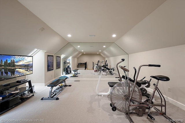 347 Pine Ridge Dr, Bloomfield Hills, MI 48304 - exercise area featuring recessed lighting and vaulted ceiling