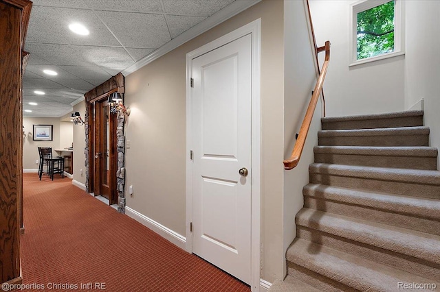 347 Pine Ridge Dr, Bloomfield Hills, MI 48304 - staircase with carpet and recessed lighting