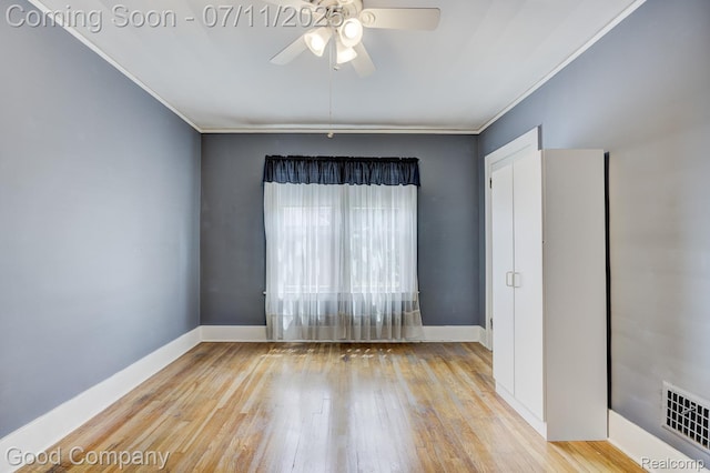 515 W Golden Gate, Detroit, MI 48203 - spare room featuring ornamental molding, ceiling fan, and wood-type flooring