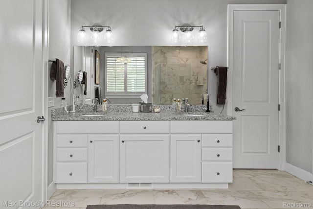17170 Garden Ridge Ln Unit 72, Northville, MI 48168 - full bath with marble finish flooring, a stall shower, and double vanity