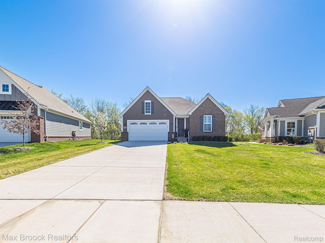 17170 Garden Ridge Ln Unit 72, Northville, MI 48168 - view of front of house featuring a front lawn, concrete driveway, and brick siding