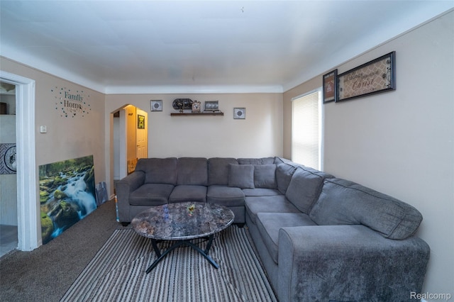 14599 Coyle St, Detroit, MI 48227 - carpeted living area featuring arched walkways