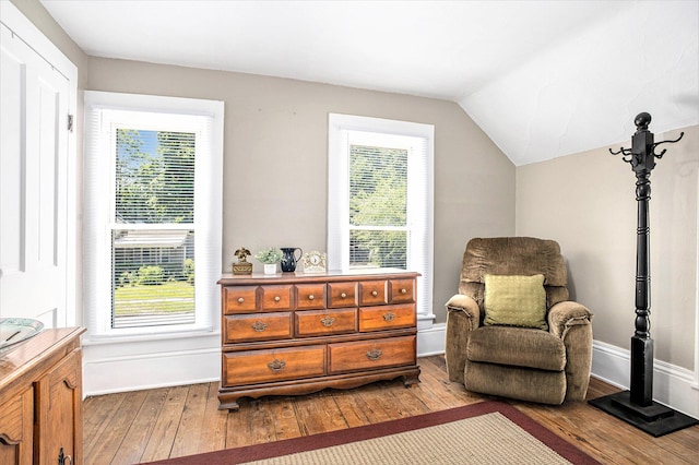 211 S 4th St, Niles, MI 49120 - sitting room featuring wood-type flooring, vaulted ceiling, and plenty of natural light