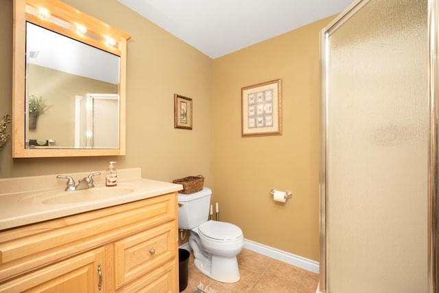 9095 Marsh Cir, Galesburg, MI 49053 - full bathroom with vanity, a shower stall, and tile patterned floors