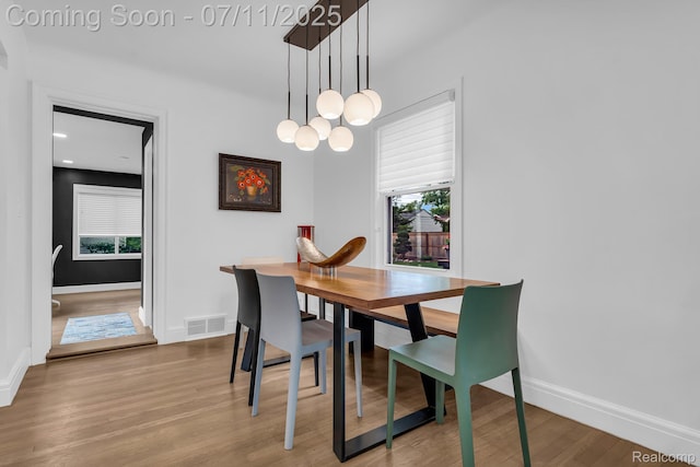 4607 Robinwood Ave, Royal Oak, MI 48073 - dining area with healthy amount of natural light, wood finished floors, and a chandelier