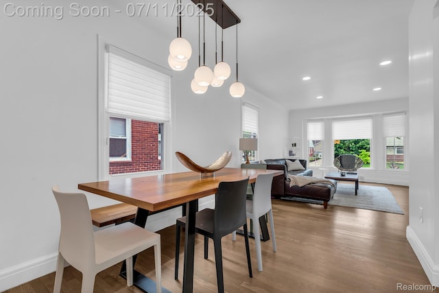 4607 Robinwood Ave, Royal Oak, MI 48073 - dining space with wood finished floors, recessed lighting, and a chandelier