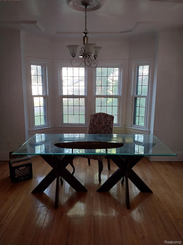 16834 Muirland St, Detroit, MI 48221 - dining space featuring a chandelier and wood-type flooring