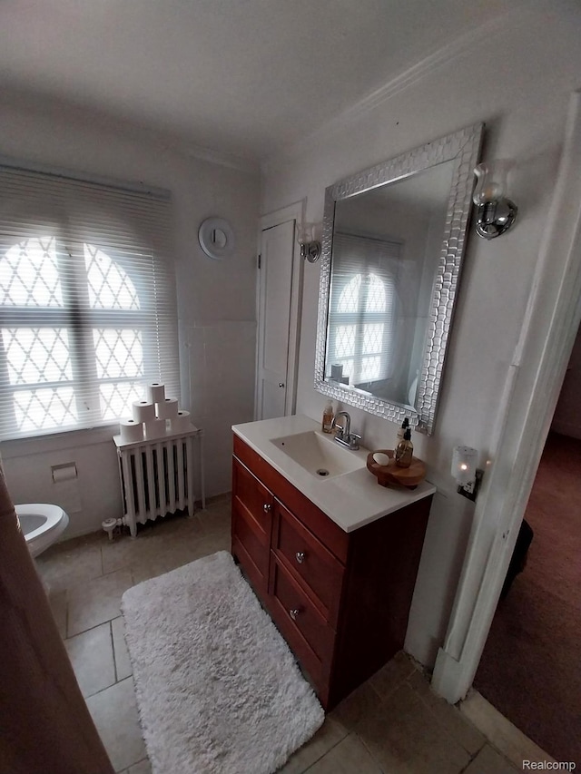 16834 Muirland St, Detroit, MI 48221 - bathroom with vanity, tile patterned flooring, and crown molding