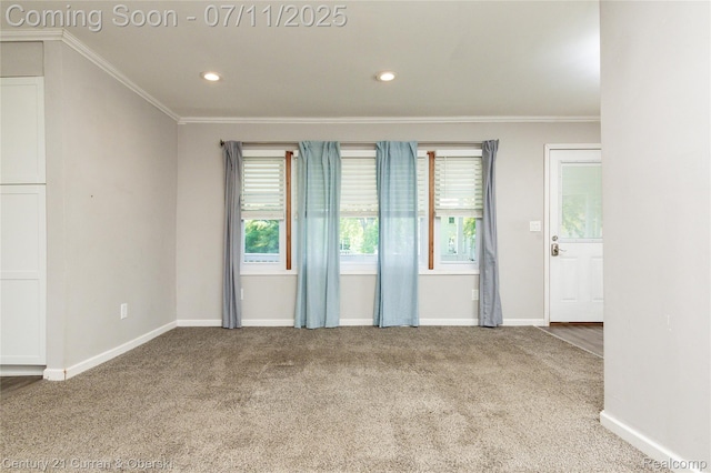 29046 S Wesley Ave, Flat Rock, MI 48134 - unfurnished room featuring crown molding, carpet floors, and recessed lighting