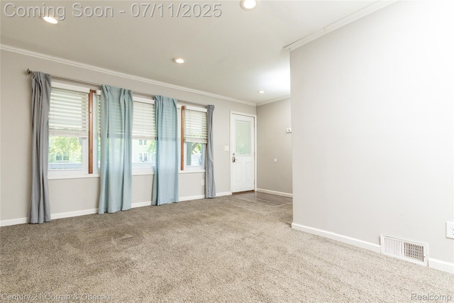 29046 S Wesley Ave, Flat Rock, MI 48134 - carpeted empty room with crown molding and recessed lighting
