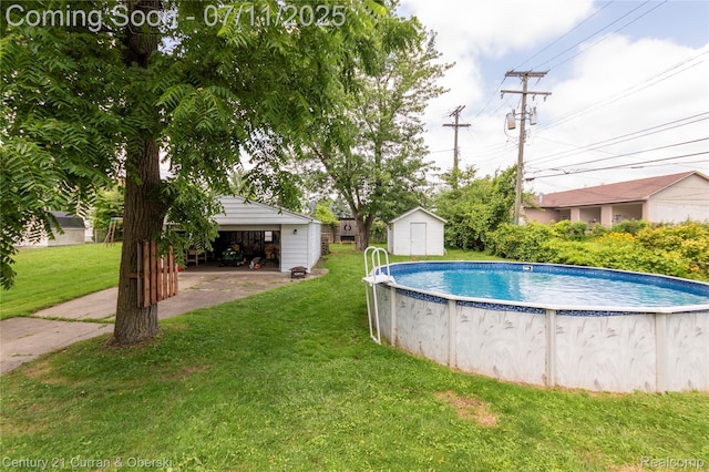29046 S Wesley Ave, Flat Rock, MI 48134 - outdoor pool featuring a lawn and a shed
