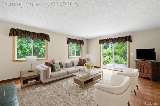 21840 N Tuller Ct, Southfield, MI 48076 - living area with a textured ceiling