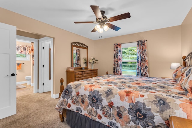4825 Walz Rd, Jackson, MI 49201 - bedroom featuring carpet, ensuite bath, and a ceiling fan