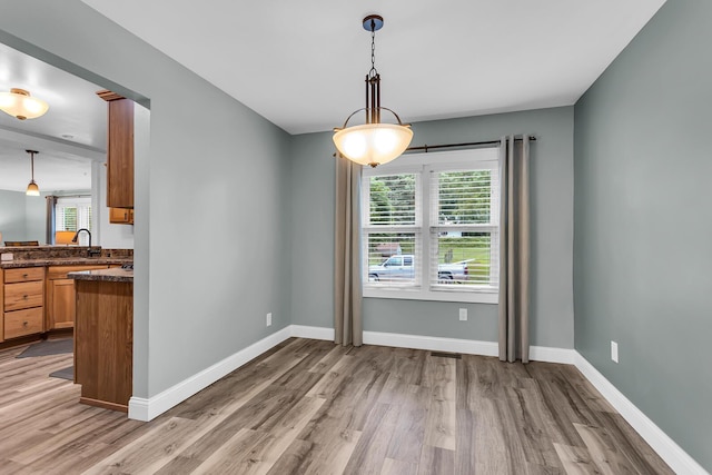 4825 Walz Rd, Jackson, MI 49201 - unfurnished dining area featuring wood finished floors and a sink