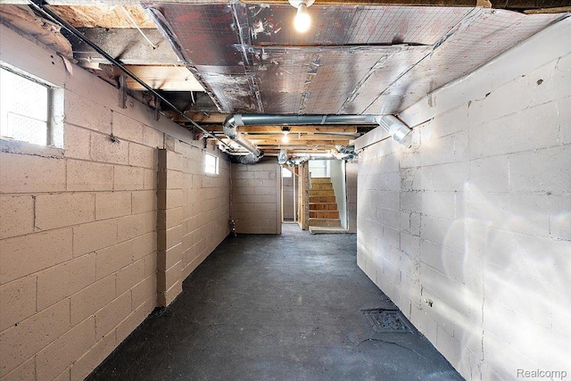 20817 Parkside Blvd, Ferndale, MI 48220 - basement with stairway and concrete block wall