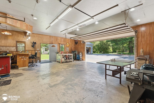 416 State Park Rd, Ortonville, MI 48462 - garage featuring wood walls