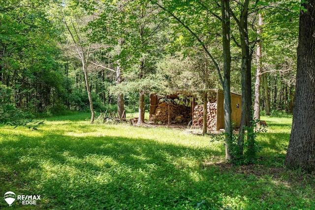 416 State Park Rd, Ortonville, MI 48462 - view of green lawn featuring a wooded view