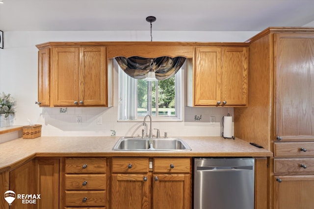 416 State Park Rd, Ortonville, MI 48462 - kitchen with dishwasher, light countertops, and brown cabinets