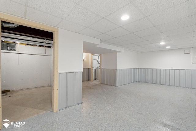 416 State Park Rd, Ortonville, MI 48462 - finished basement featuring wainscoting and a drop ceiling