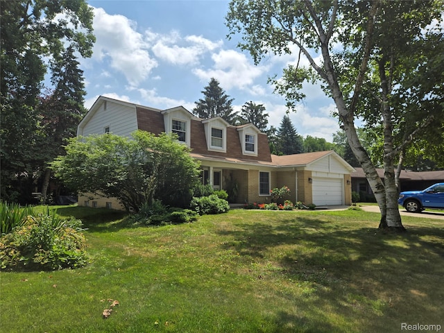 17328 Mcnamara Dr, Garden City, MI 48152 - new england style home featuring a garage, a front lawn, and a gambrel roof