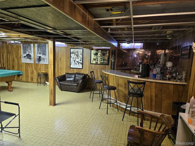 17328 Mcnamara Dr, Garden City, MI 48152 - indoor dry bar featuring wood walls and billiards