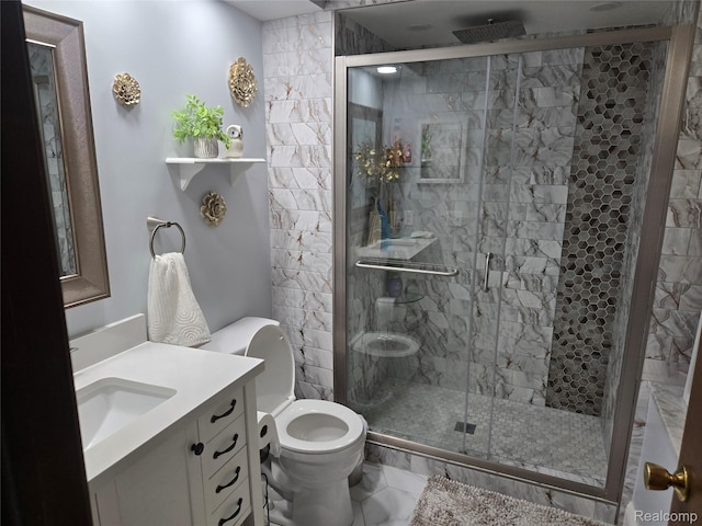 17328 Mcnamara Dr, Garden City, MI 48152 - full bath with vanity, a shower stall, and marble finish floors