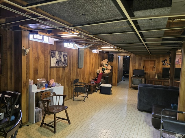 17328 Mcnamara Dr, Garden City, MI 48152 - basement with wood walls and electric panel