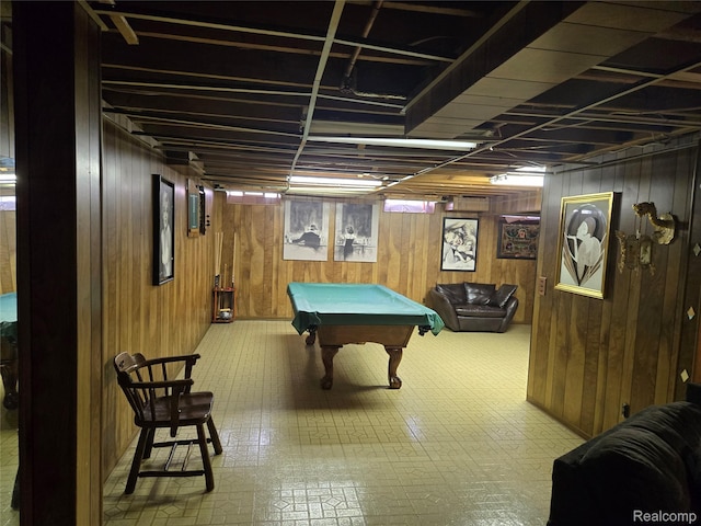 17328 Mcnamara Dr, Garden City, MI 48152 - rec room featuring pool table and wooden walls