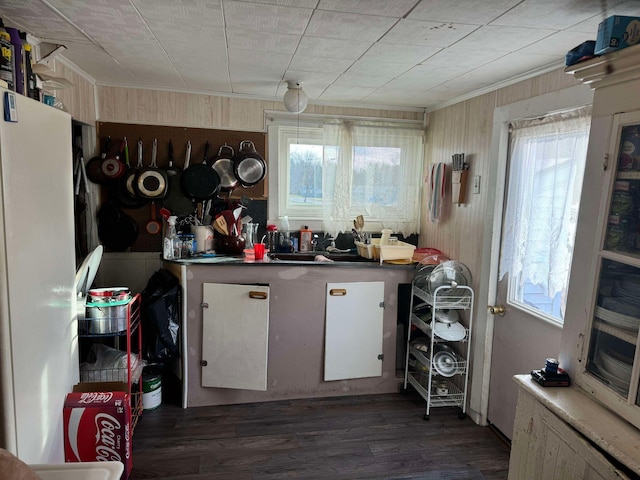 524 S Cherry St, Evart, MI 49631 - kitchen with crown molding, plenty of natural light, and wood finished floors