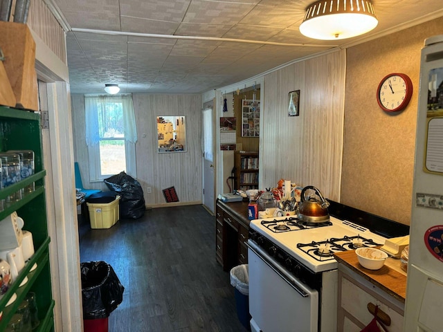 524 S Cherry St, Evart, MI 49631 - kitchen featuring gas range gas stove and dark wood-type flooring