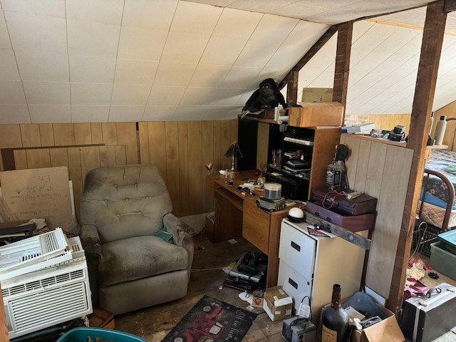 524 S Cherry St, Evart, MI 49631 - home office with wooden walls and vaulted ceiling